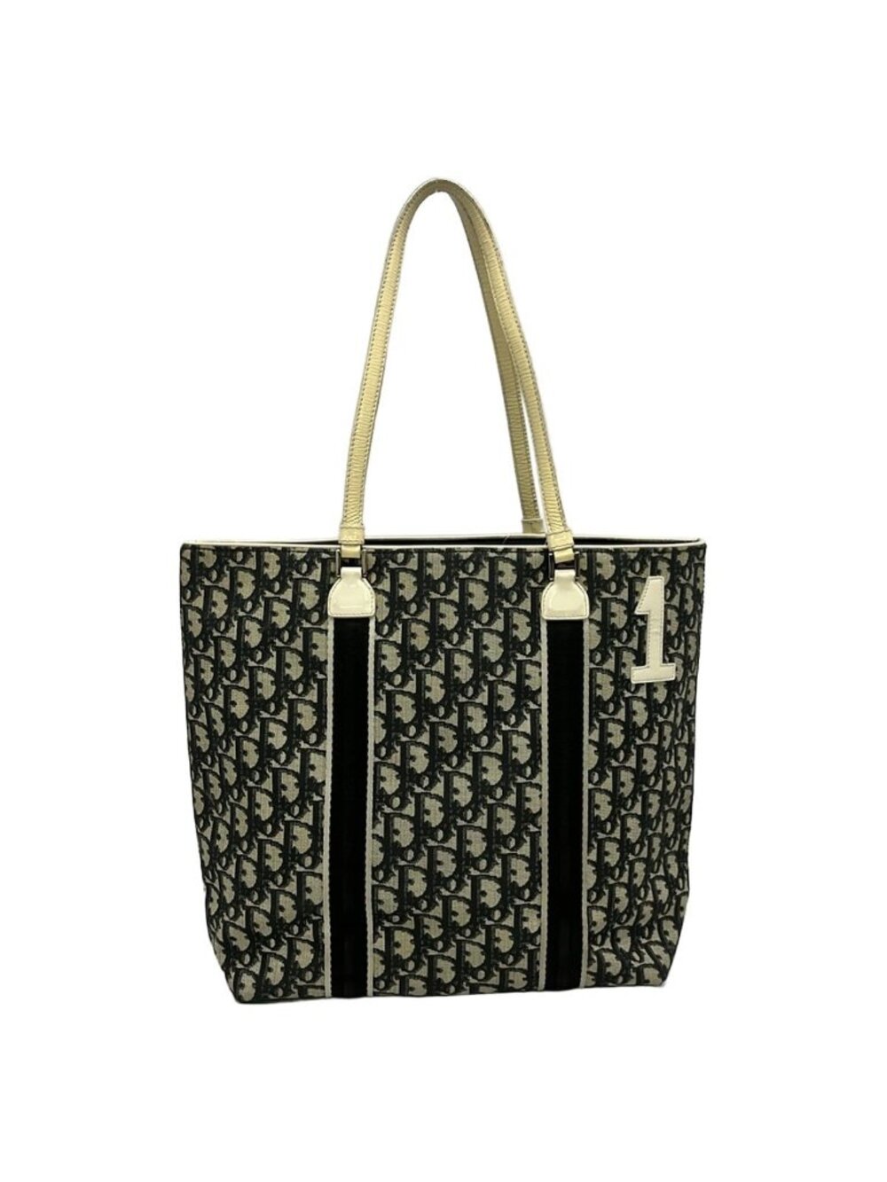 Dior Tote Bag Trotter Beige Black Ivory Leather